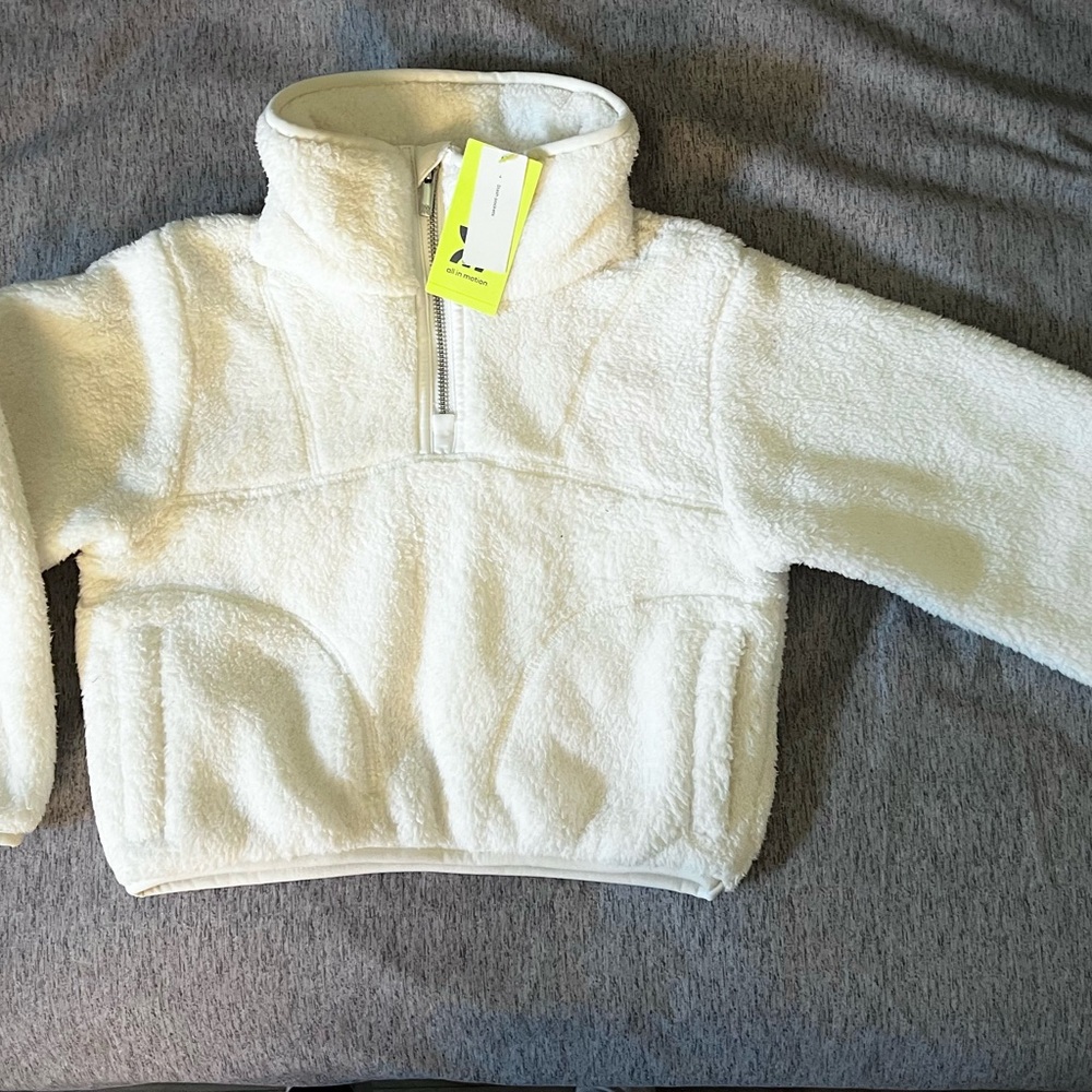 “All in Motion” Kids White Faux Shearling Jacket